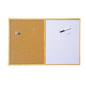 White and cork board with wooden frame 40x60 cm